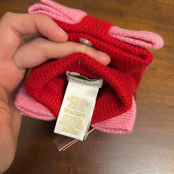 Kate Spade Gloves Cute New Red Pink Bow Style Mitten Gloves Winter Essentials - Picture 8 of 9
